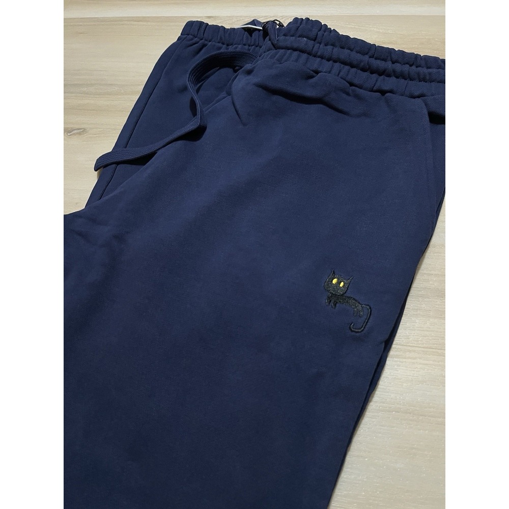 VeeFriends Size XL Classic‎ Logo Sweatpants Navy Blue Spellout Black Cat